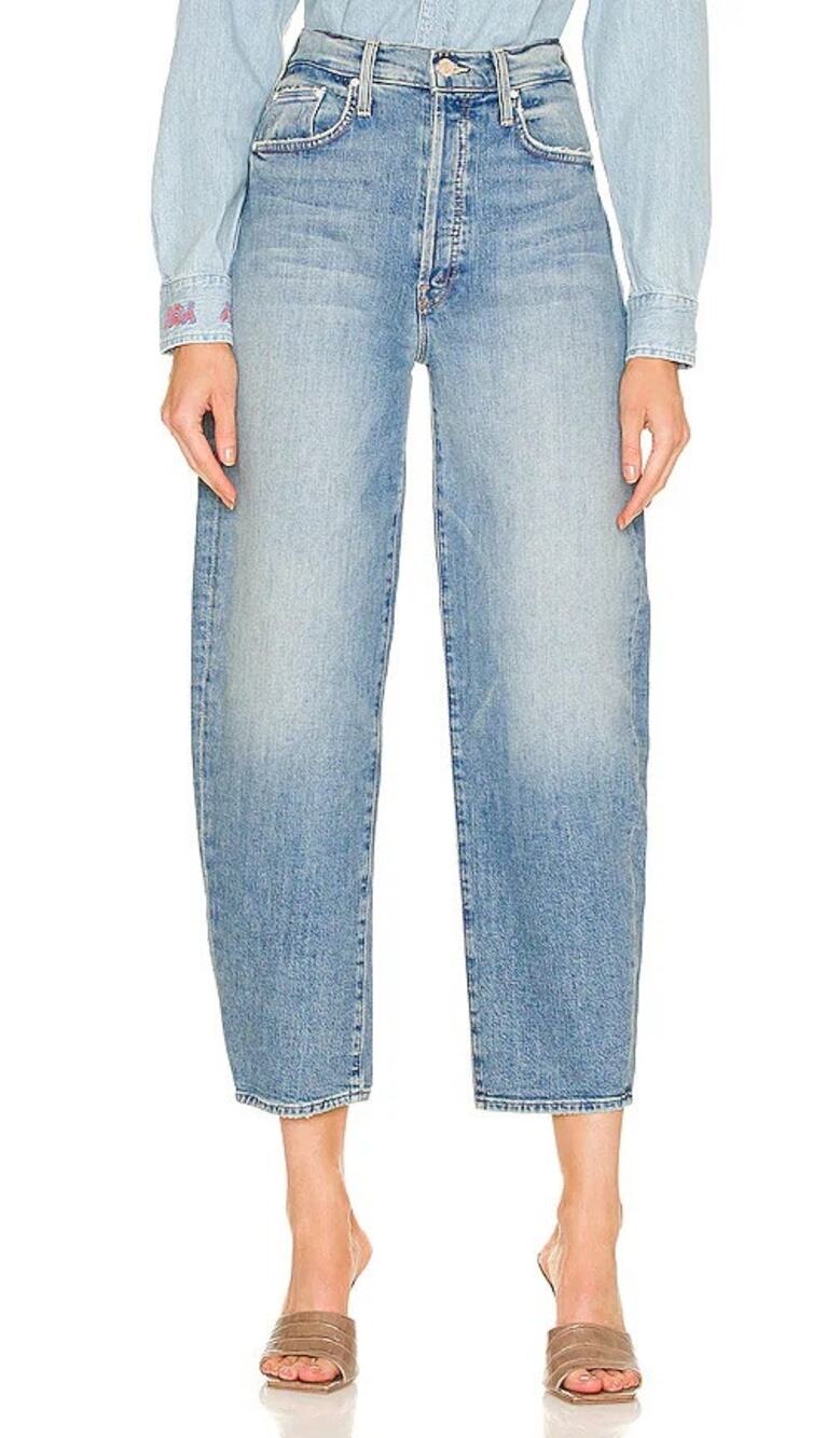 Mother The Curbside Ankle High Rise Tapered Denim Blue Jeans Secret Sister 28